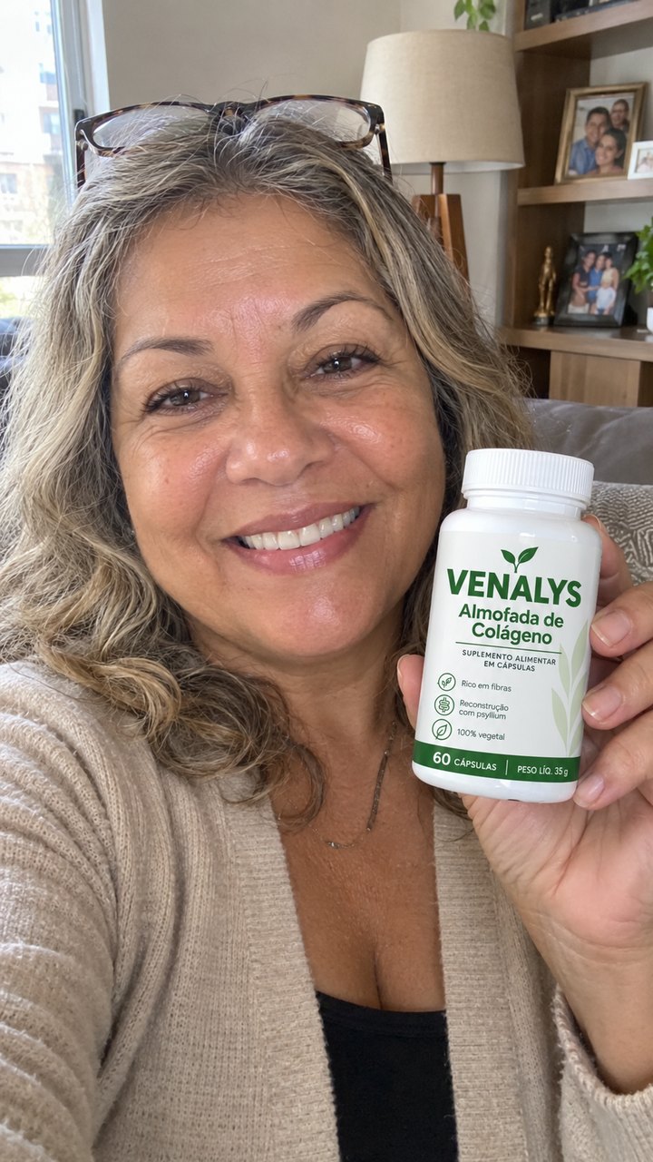 Cliente segurando o frasco de Venalys